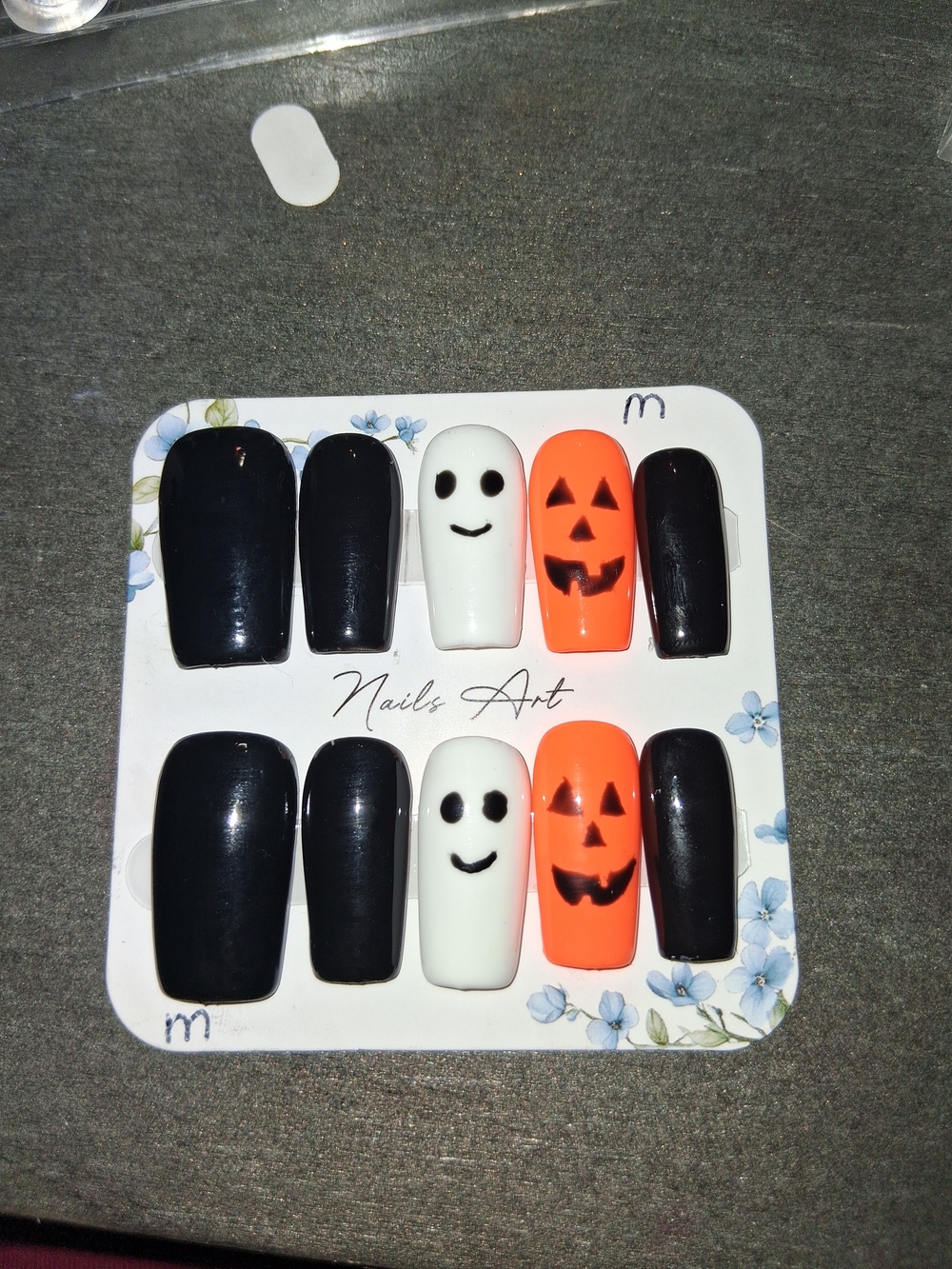 Halloween Press-On Set — Black, White & Orange